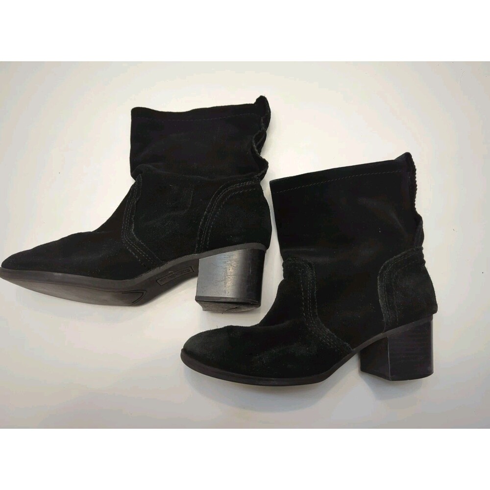 White Mountain Uptown Ankle Boot Womens Sz 8 M Black Leather Slip On Heel
